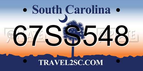 67SS548 South Carolina License Plate