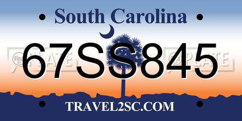 67SS845 South Carolina License Plate