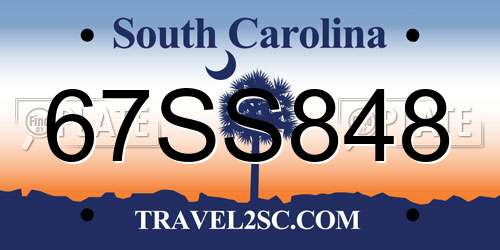 67SS848 South Carolina License Plate