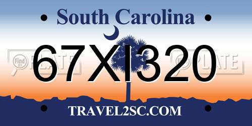 67XI320 South Carolina License Plate