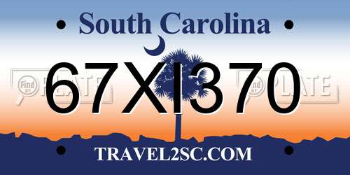 67XI370 South Carolina License Plate