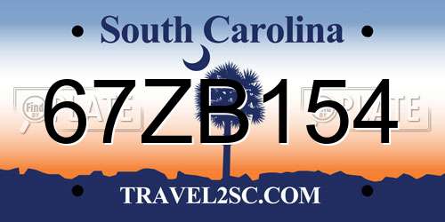 67ZB154 South Carolina License Plate