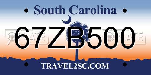 67ZB500 South Carolina License Plate