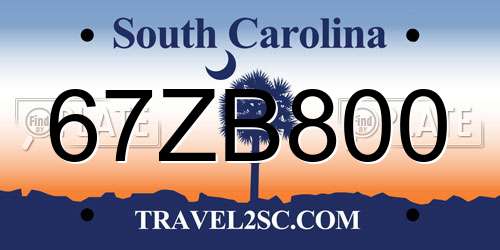 67ZB800 South Carolina License Plate