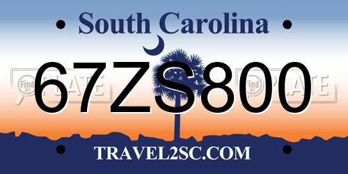 67ZS800 South Carolina License Plate