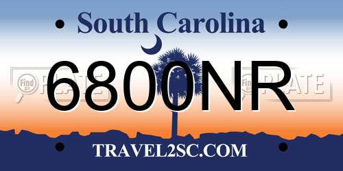 6800NR South Carolina License Plate