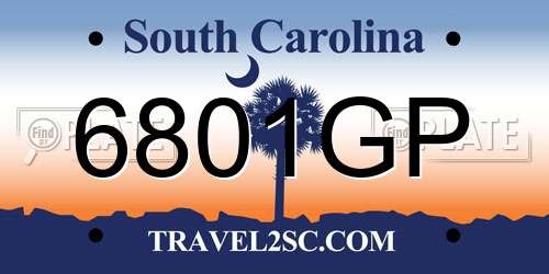 6801GP South Carolina License Plate