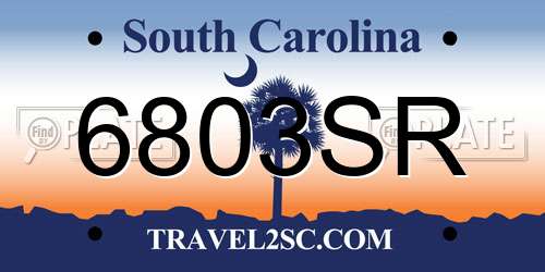 6803SR South Carolina License Plate