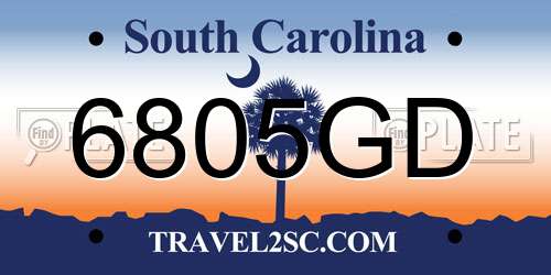 6805GD South Carolina License Plate