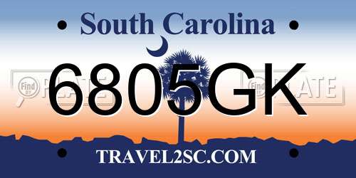 6805GK South Carolina License Plate