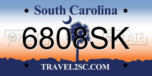 6808SK South Carolina License Plate