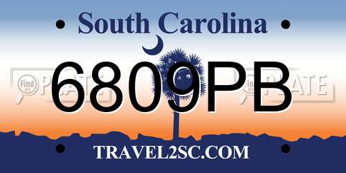 6809PB South Carolina License Plate