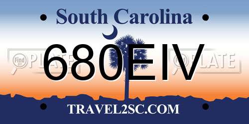680EIV South Carolina License Plate