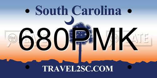 680PMK South Carolina License Plate
