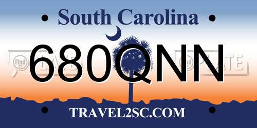680QNN South Carolina License Plate