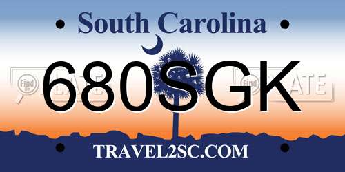 680SGK South Carolina License Plate