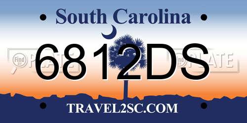 6812DS South Carolina License Plate