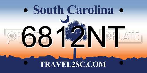 6812NT South Carolina License Plate