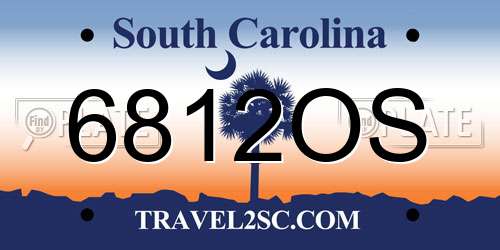 6812OS South Carolina License Plate