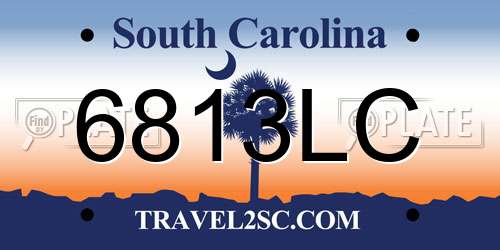 6813LC South Carolina License Plate