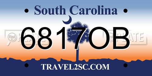 6817OB South Carolina License Plate