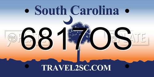 6817OS South Carolina License Plate