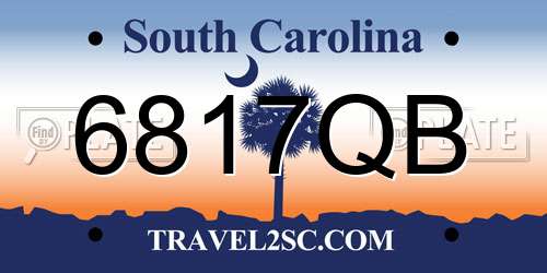 6817QB South Carolina License Plate