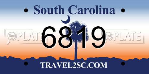 6819 South Carolina License Plate
