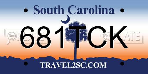 681TCK South Carolina License Plate