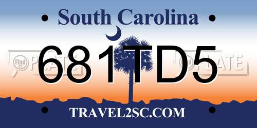 681TD5 South Carolina License Plate