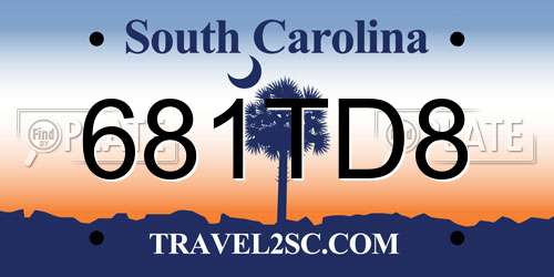 681TD8 South Carolina License Plate