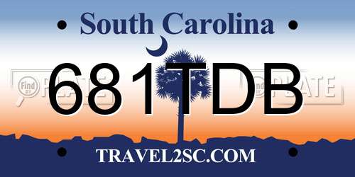 681TDB South Carolina License Plate