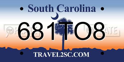 681TO8 South Carolina License Plate