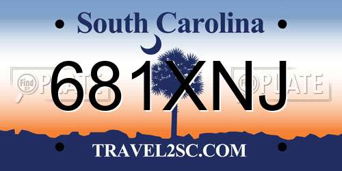 681XNJ South Carolina License Plate