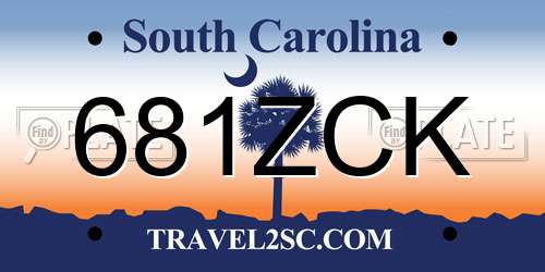 681ZCK South Carolina License Plate