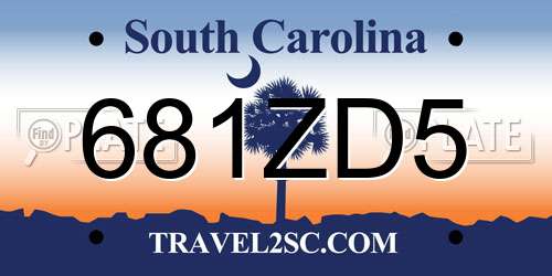 681ZD5 South Carolina License Plate