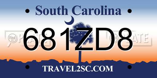 681ZD8 South Carolina License Plate