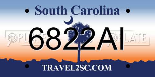 6822AI South Carolina License Plate