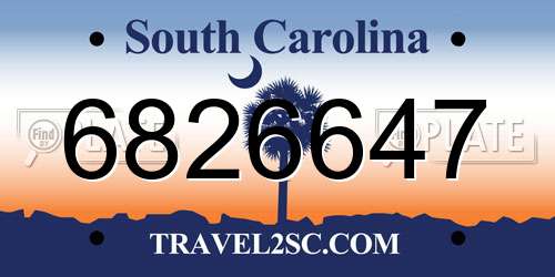 6826647 South Carolina License Plate