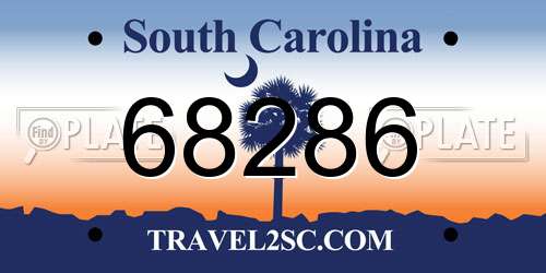 68286 South Carolina License Plate