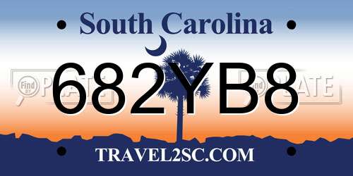 682YB8 South Carolina License Plate