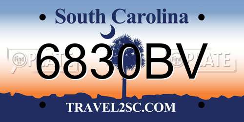 6830BV South Carolina License Plate