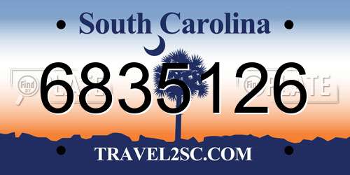 6835126 South Carolina License Plate