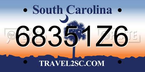 68351Z6 South Carolina License Plate