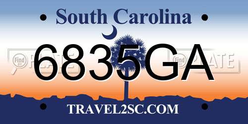 6835GA South Carolina License Plate