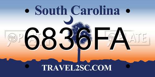 6836FA South Carolina License Plate