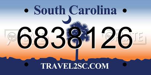 6838126 South Carolina License Plate