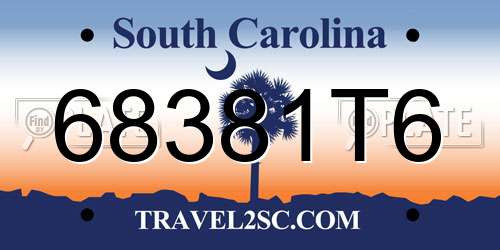 68381T6 South Carolina License Plate