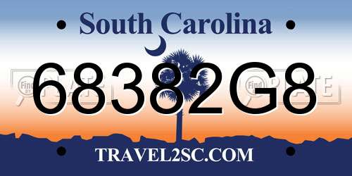 68382G8 South Carolina License Plate