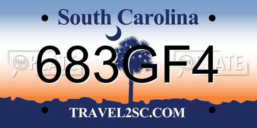 683GF4 South Carolina License Plate